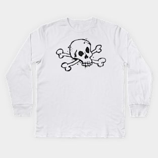 New School Skull And Cross Bones Original Art Kids Long Sleeve T-Shirt